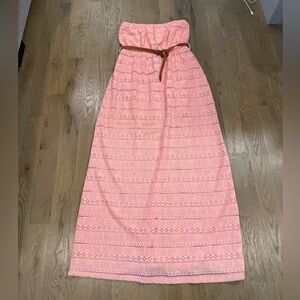 Ya Los Angeles Strapless Pink Maxi Dress with Belt